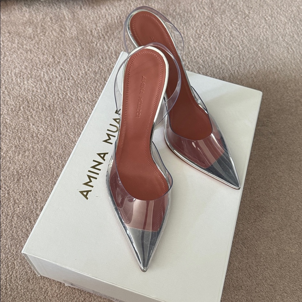 Amina Muaddi | Transparent Holli Glass Sling Heel